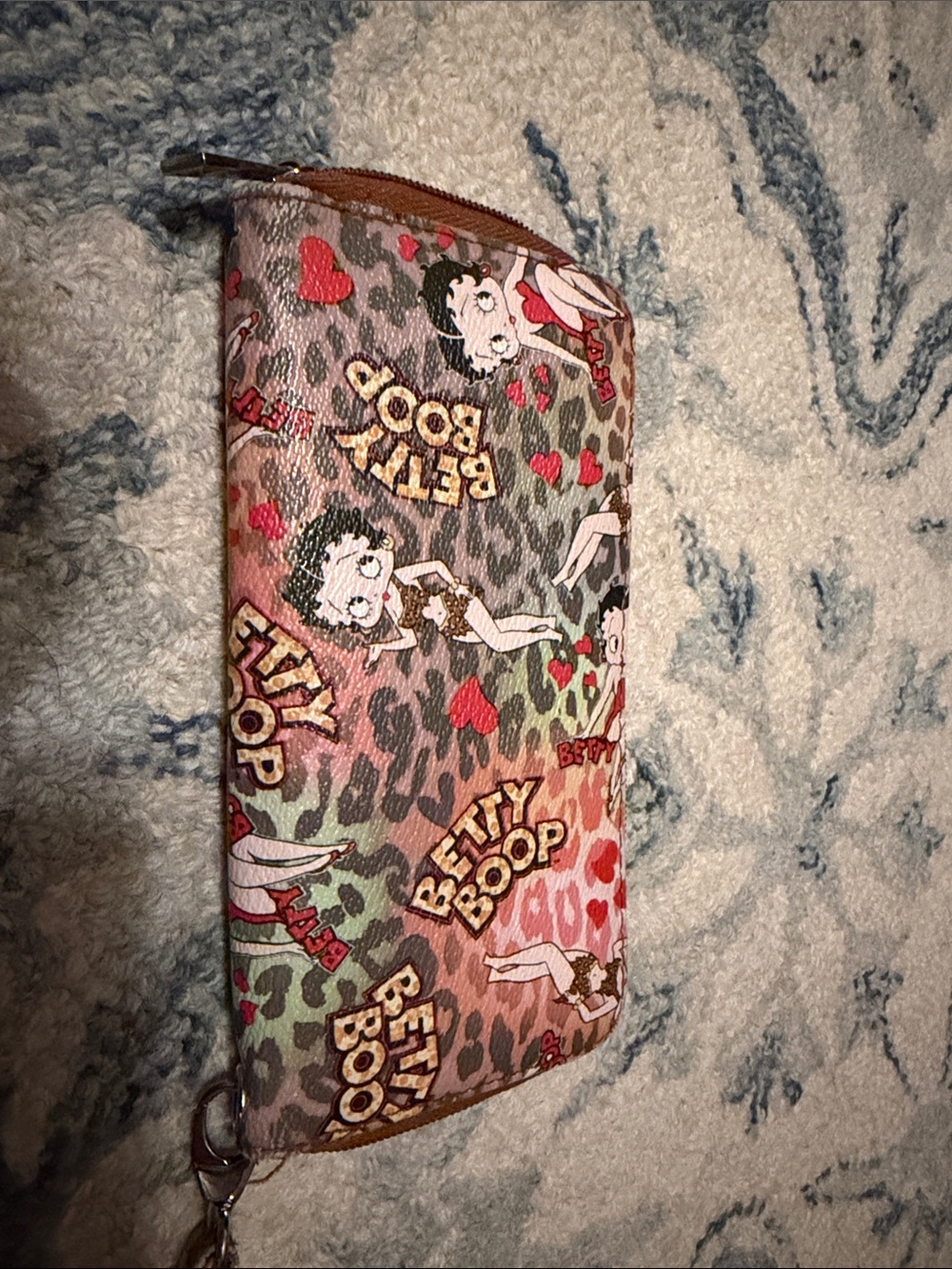 Betty Boop Multicolor Leopard Print Wristlet with Hearts